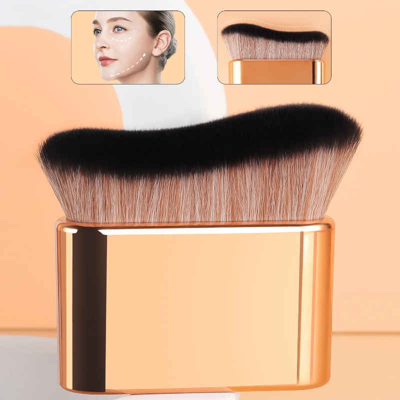 Beauty Makeup Tips - 1個入りハンドヘルドメイクアップブラシ、ファンデーションブラシ、カーブブラシ、柔らかい毛、均一な塗布、高品質メイクアップブラシ、トラベル-F