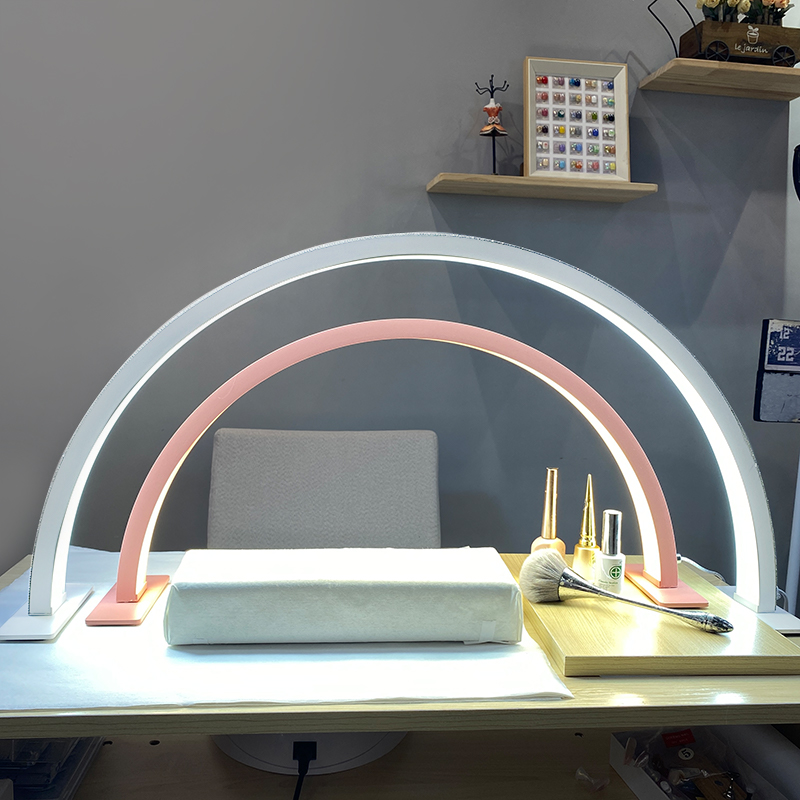 Led Ring Light - ハーフムーンネイルフィルライトLEDデスクトップアーチリングライト、明るさ調整可能、サロン、まつげ、タトゥー、ネイルケア、メイクアップ、ネイルランプ