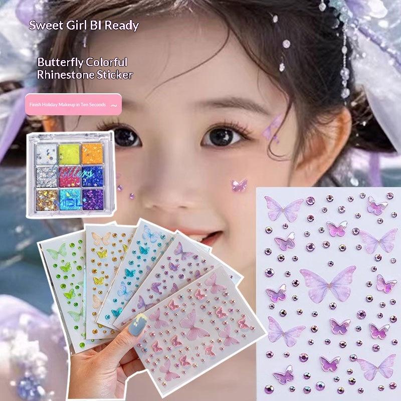 Eyeshadow Palette - フェイスペインティングステッカー子供用女の子ステッカーグリッターステッカーステージメイクアップステッカースパンコールメイクアップ光沢のあるアイシャドウパレット
