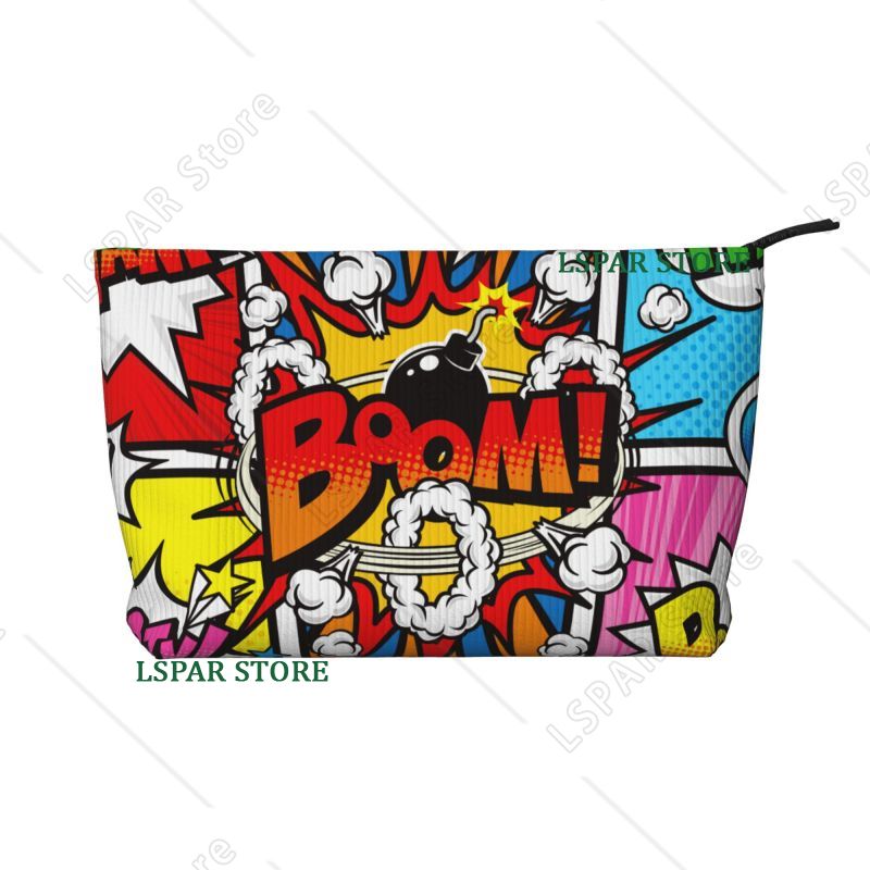 Beauty Book Makeup Kit - コミックブックコレクションポップアートトラベルトイレタリーバッグコーデュロイ化粧品メイクアップオーガナイザー女性美容収納ドップキットボックス