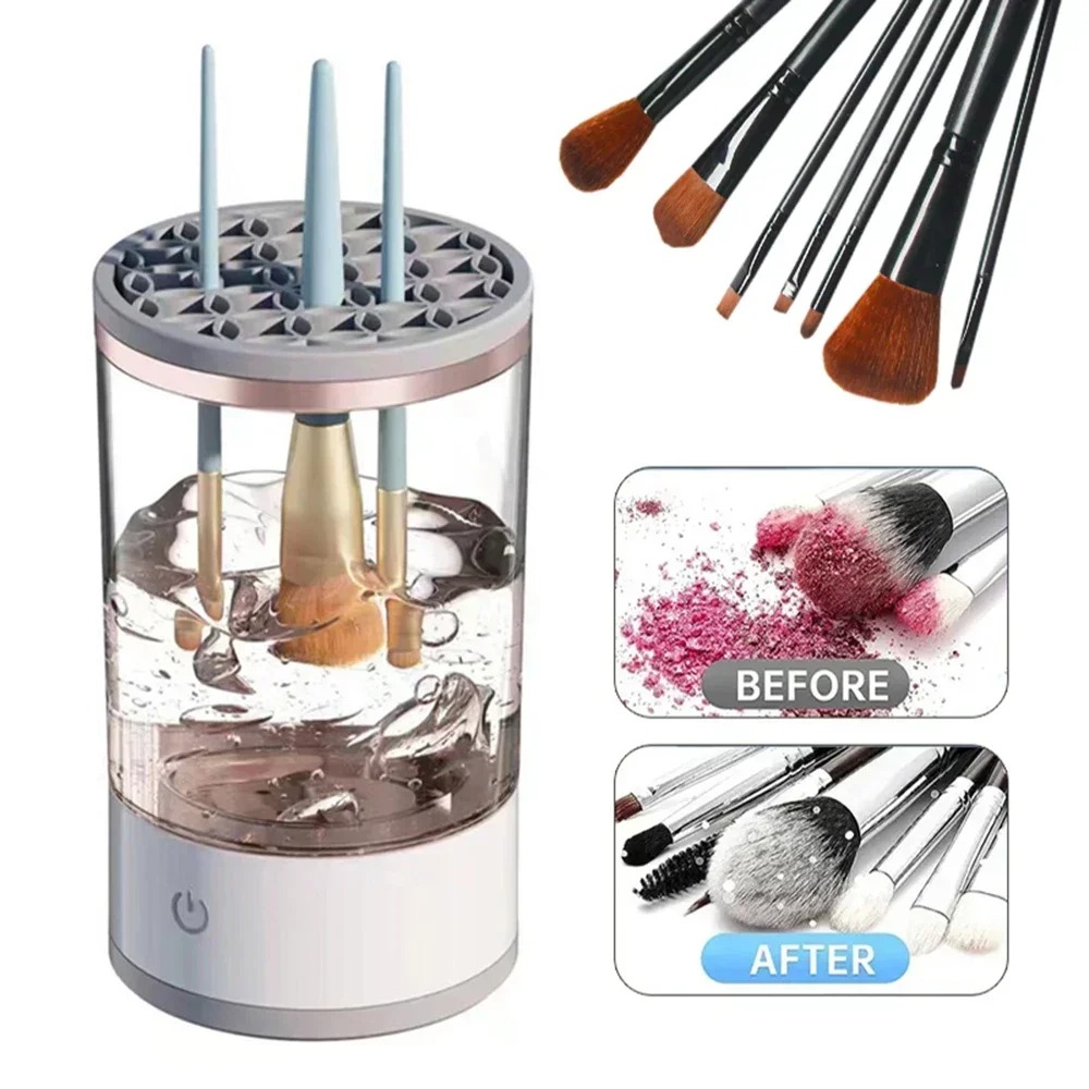 Beauty Makeup Tips - 自動電動メイクブラシクリーナー USBプラグ式 化粧ブラシ洗浄乾燥機 クリーニングマット付き