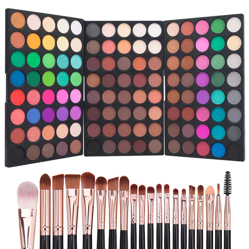 Beauty Book Makeup Kit - 120 色マットシマーアイシャドウパレットナチュラル防水持続アイシャドウメイクアップセット 20 メイクブラシ化粧品キット