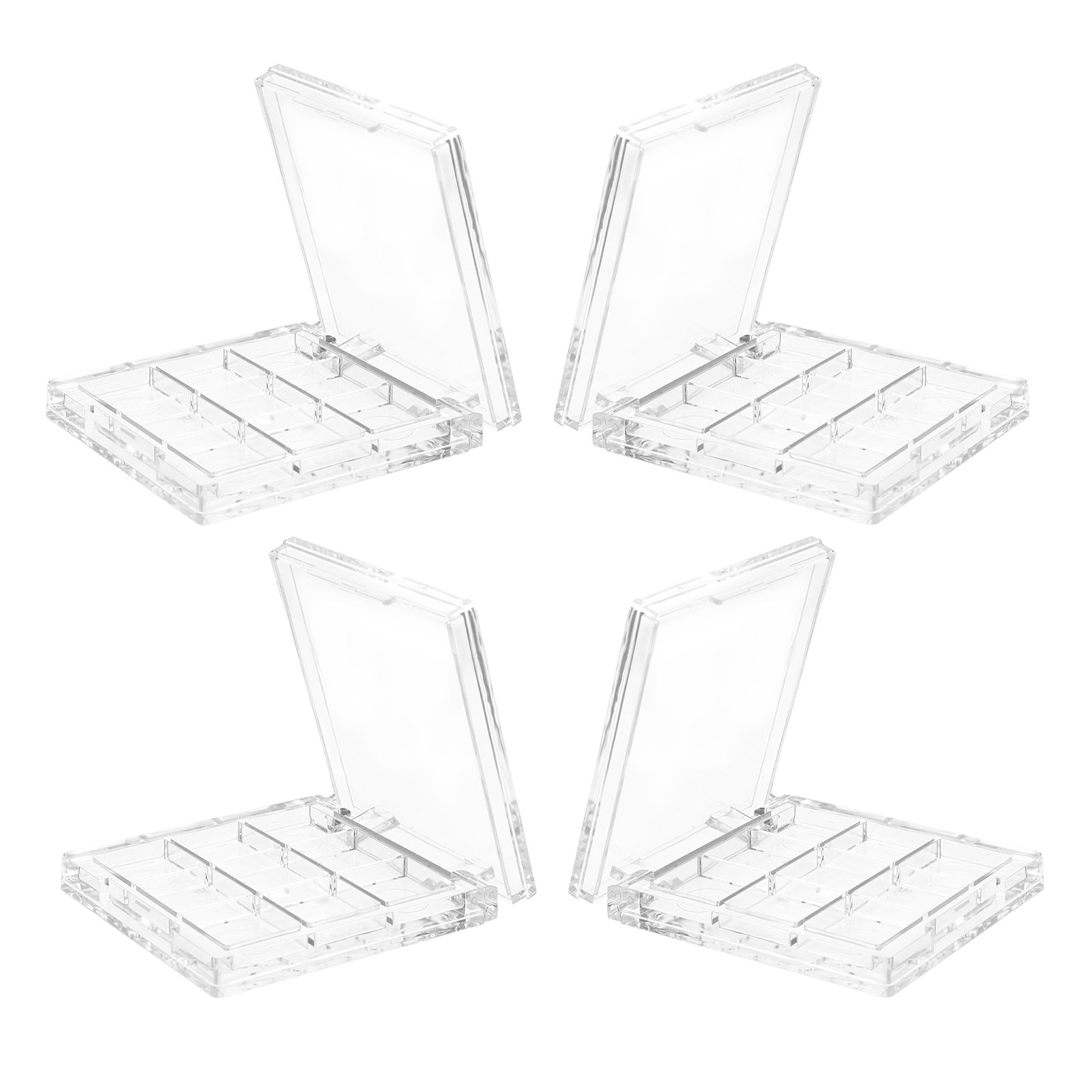 Makeup Organizer - 4個入り詰め替え可能な9グリッド空アイシャドウパレットメイクアップケース透明蓋付きポータブル収納オーガナイザー旅行用サイズ