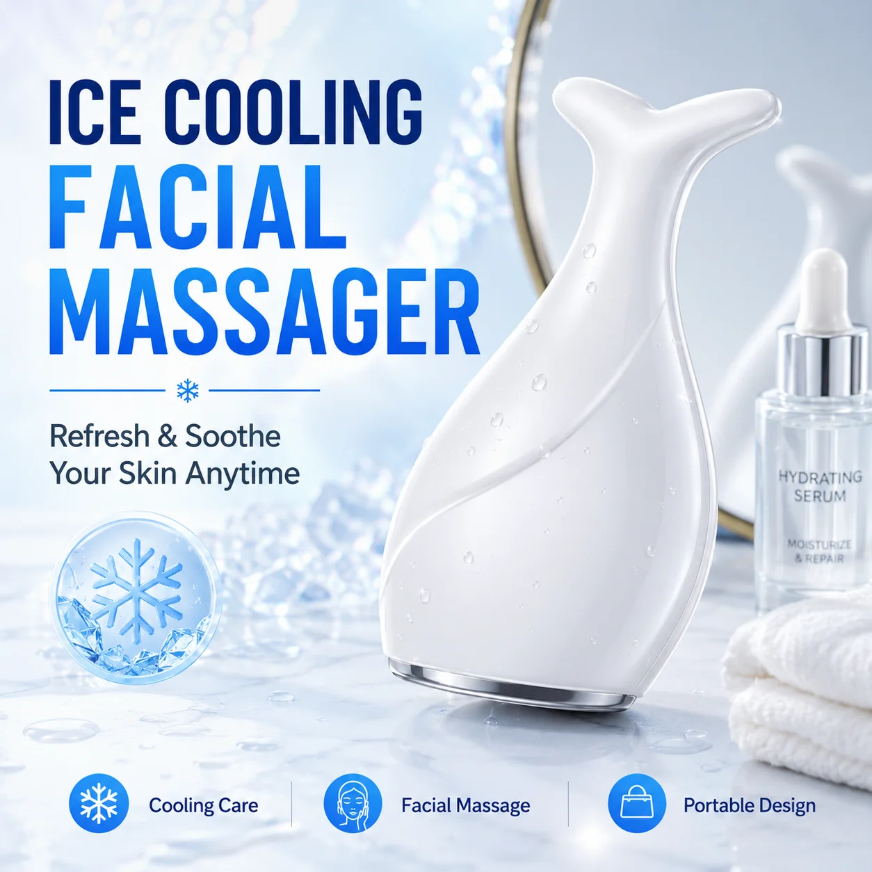 Hair Scalp Massager - フィッシュテールアイスローラーフェイシャルマッサージャー冷却スキンケアツールステンレス鋼冷却ヘッド付き冷却療法美容機器ポータブル
