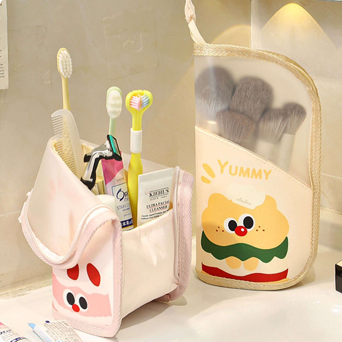 Makeup Organizer - 1 個化粧品バッグトラベルスタンド収納メイクアップ下着オーガナイザー女性メイクアップポーチポータブルトイレタリー美容ケース