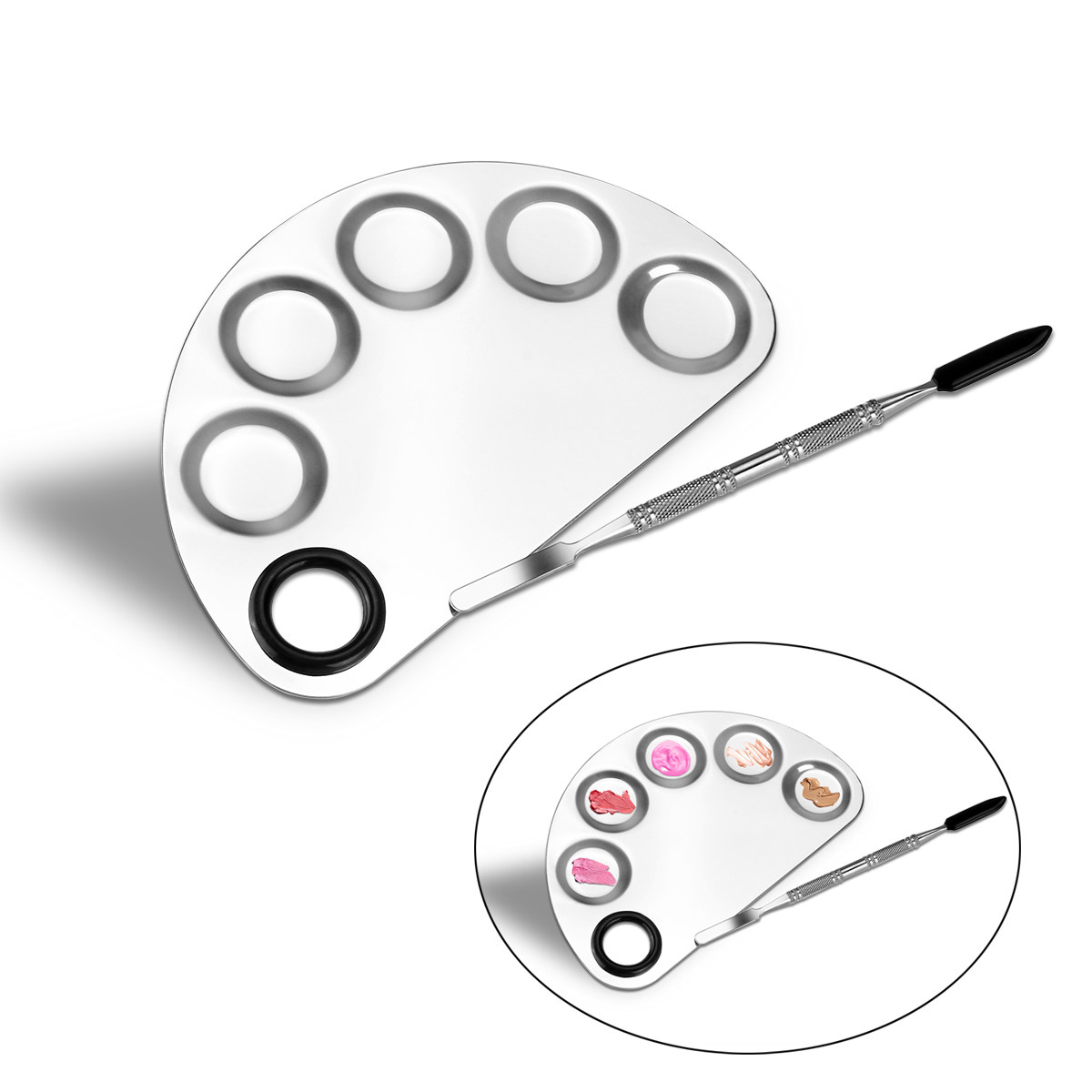 ステンレス製メイクアップ用パレット。5つの穴が開いたトレイで - Eyeshadow Palette のレビューと価格