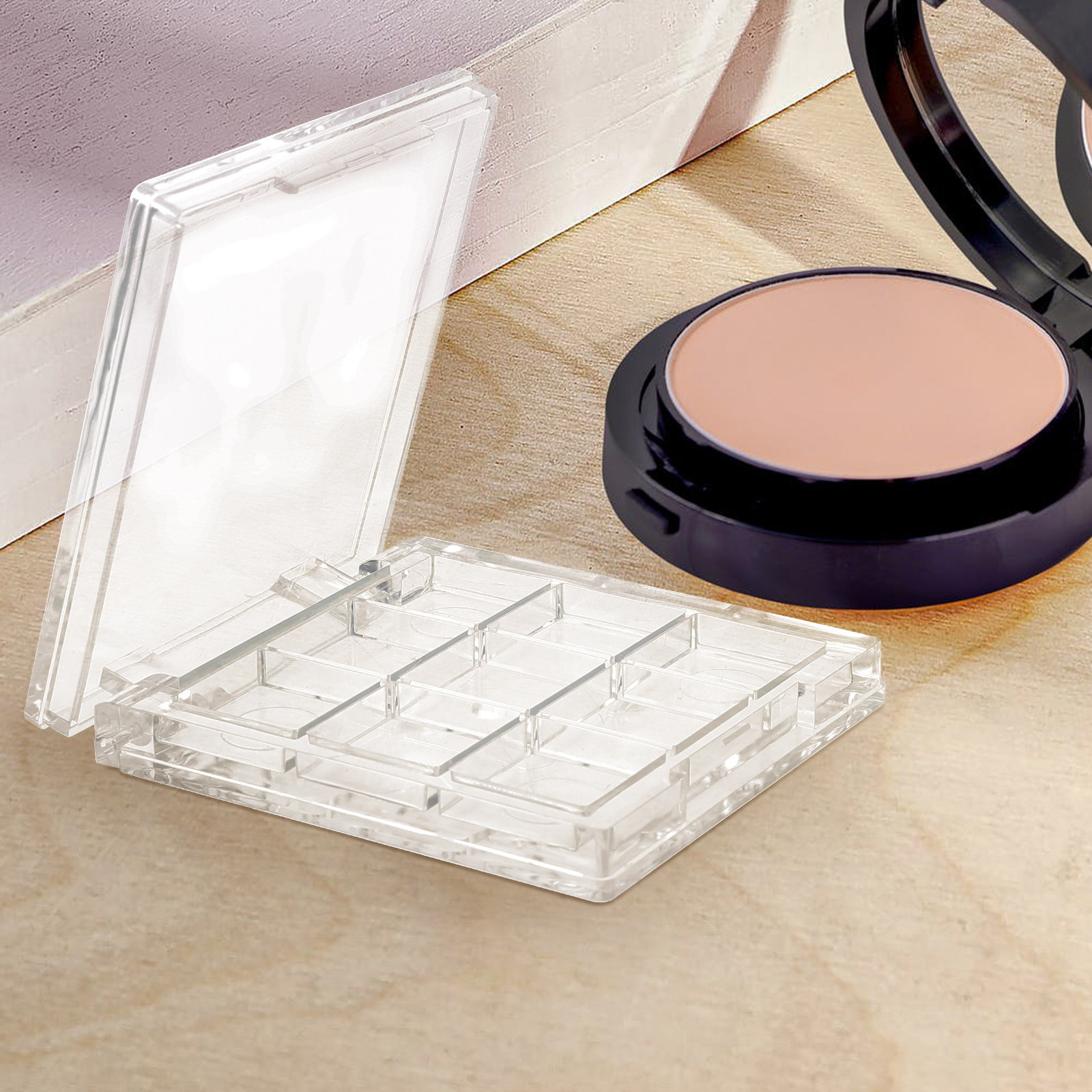 4個入り詰め替え可能な9グリッド空アイシャドウパレットメイク - Makeup Organizer のレビューと価格
