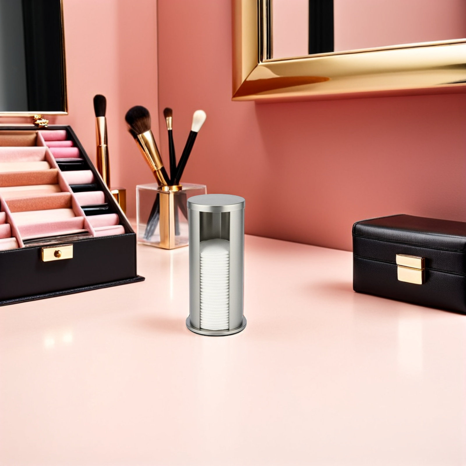 ステンレス製コットンパッドホルダー、丸型収納ボックス、洗面台 - Makeup Organizer のレビューと価格