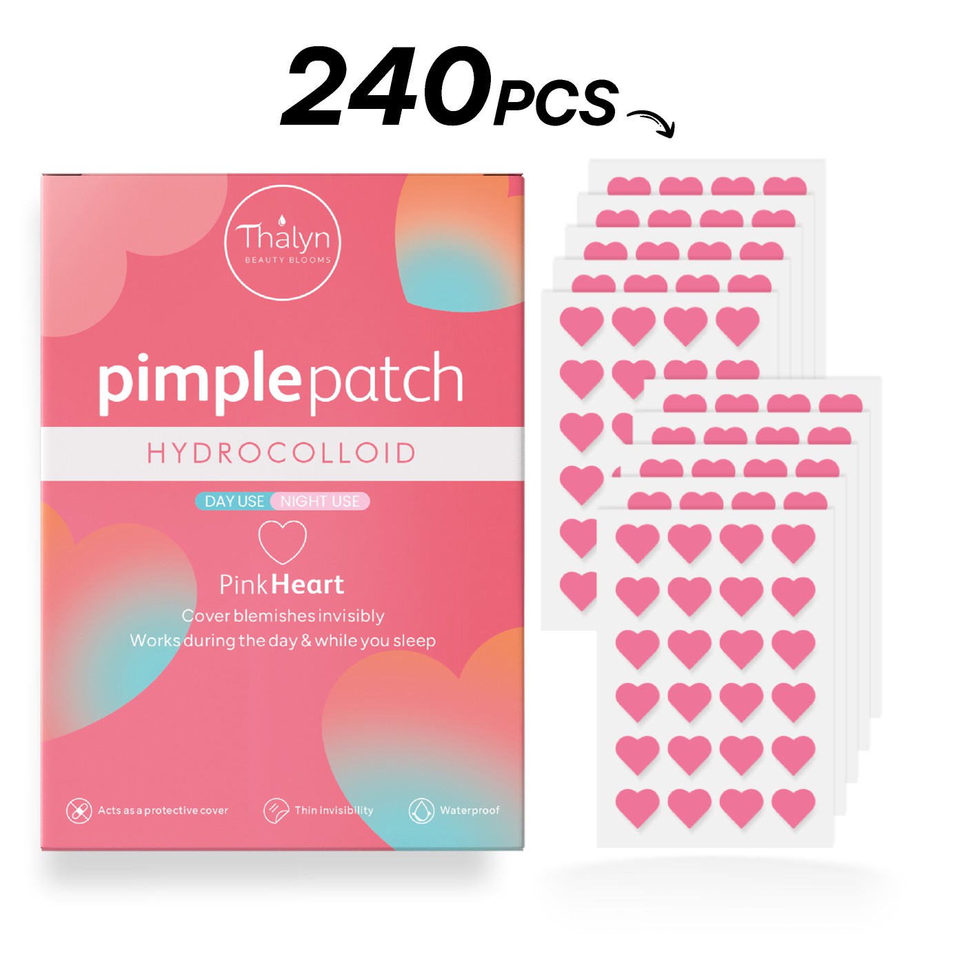 240枚入り ピンクハートニキビパッチ 可愛いニキビパッチ  - Beauty Zone Makeup のレビューと価格
