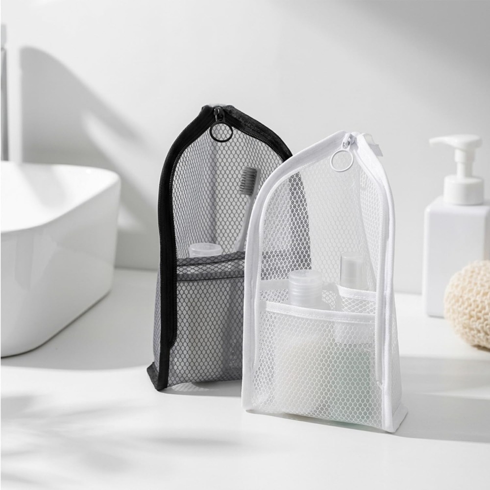 メッシュトイレタリーバッグ 通気性 速乾性 縦型歯ブラシホル - Makeup Organizer のレビューと価格
