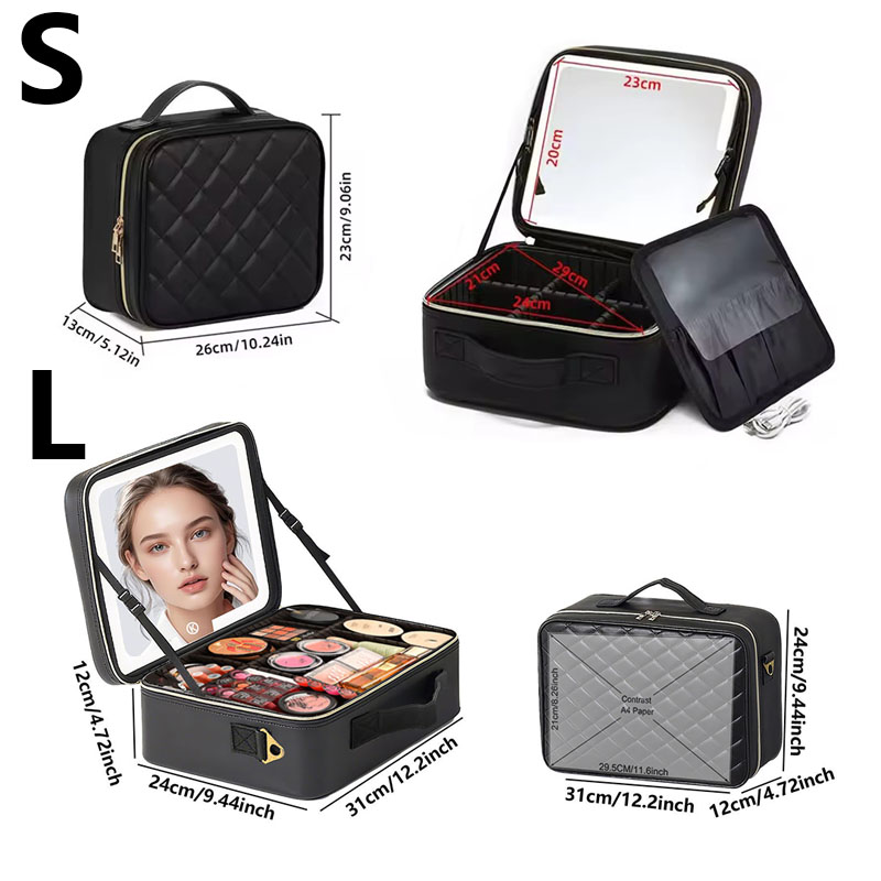 大型トラベルメイクアップバッグ（ミラー付き）、ゾーン別ビュー - Beauty Zone Makeup のレビューと価格