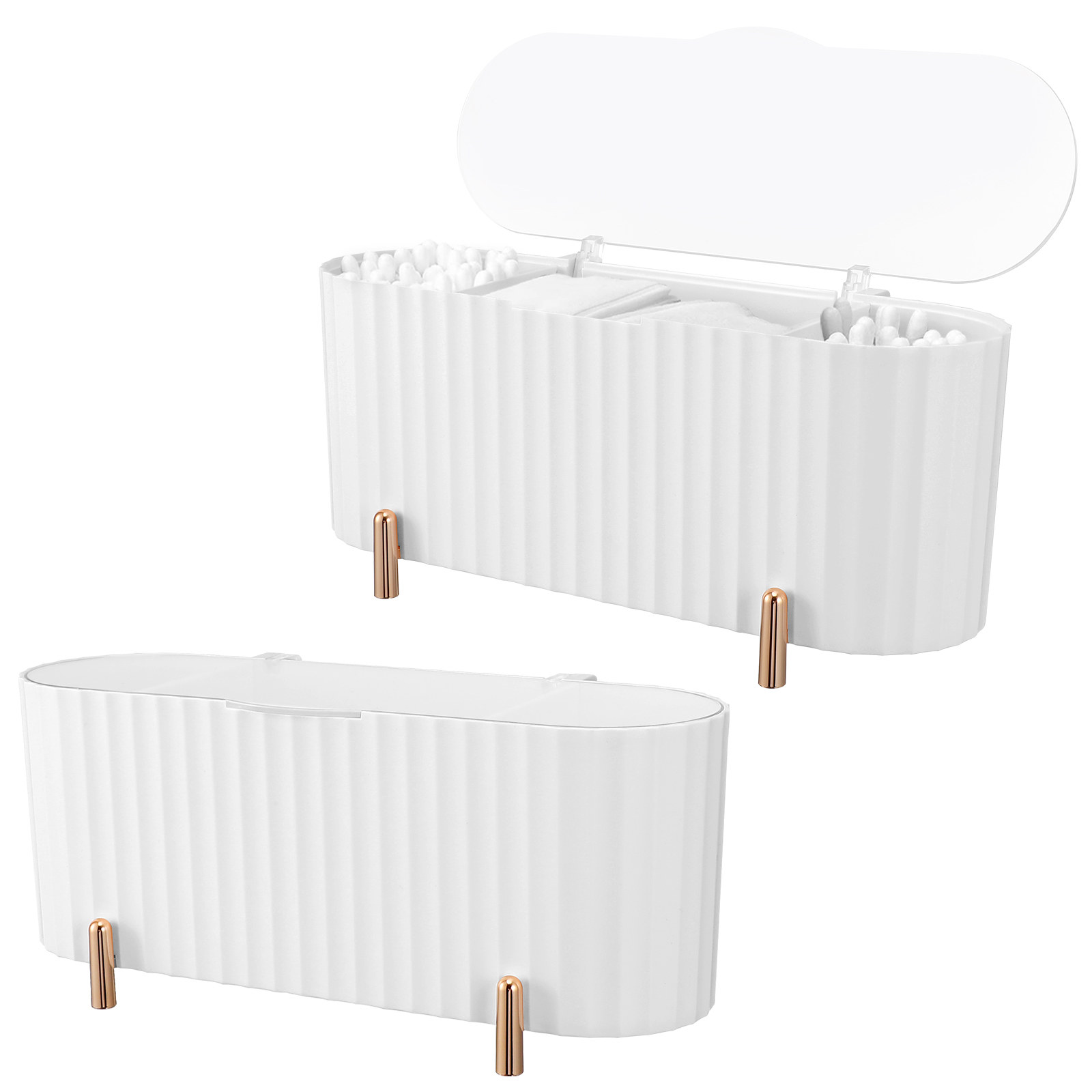 2個入り収納ボックス 3グリッドメイクアップパッドオーガナイ - Makeup Organizer のレビューと価格