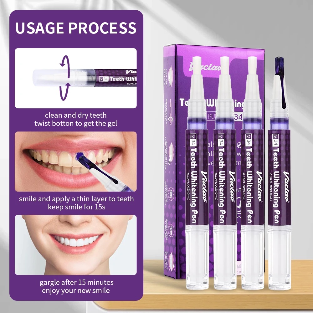 ヴァクラフV34 パープル歯のホワイトニングジェルペン。即効 - Teeth Whitening Strips のレビューと価格